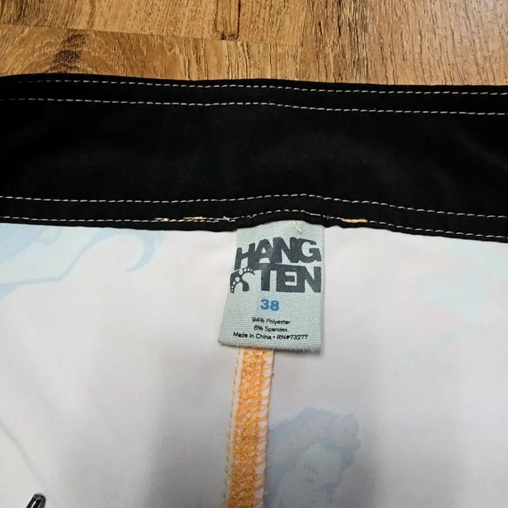 Hang Ten Hula Girl Graphic Board Shorts Orange Blue Mens 38 Swim Trunks